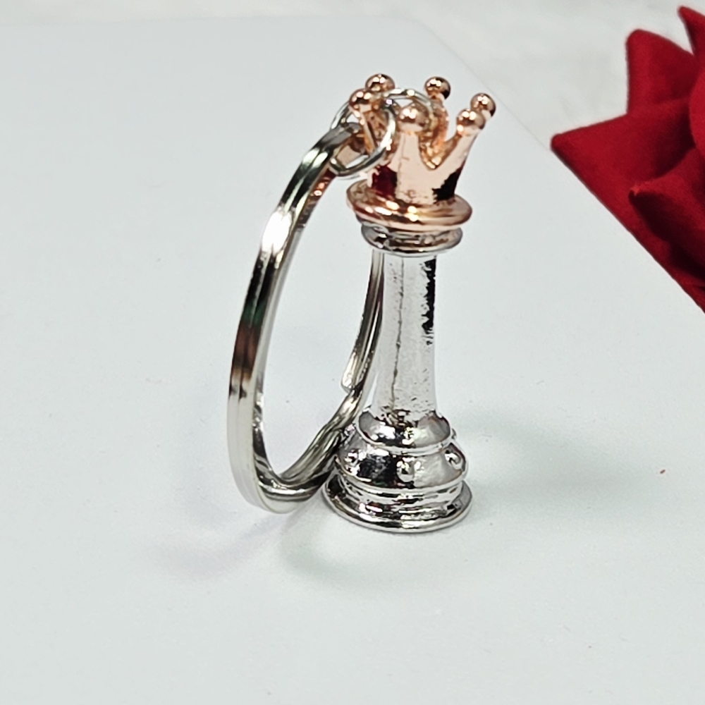 Queen Chess Piece Keychain Rose Gold Silver Pawn Bag Charm Novelty Game Gift